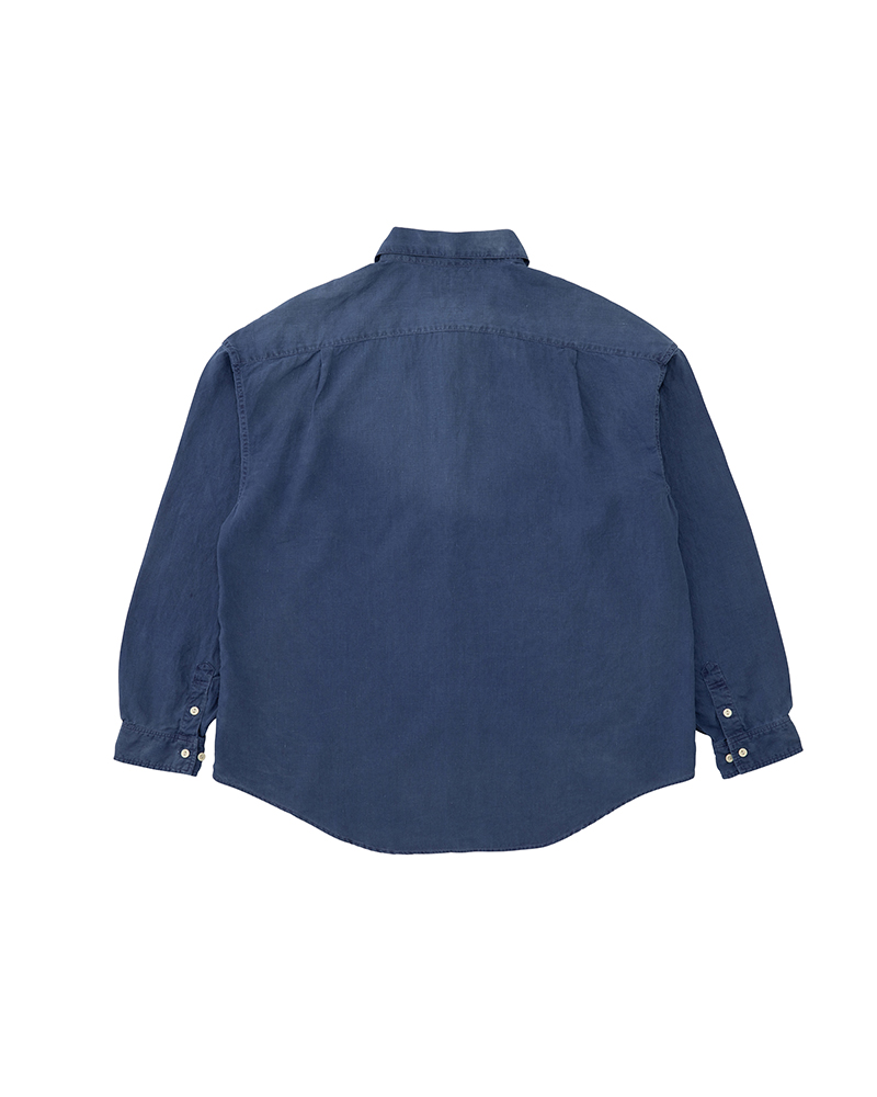 PALMER SHIRT L/S DMGD (LINEN) INDIGO 1