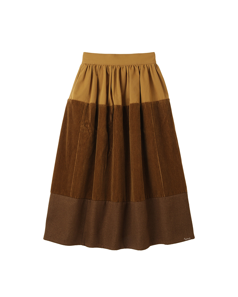 ELEVATION SKIRT P.W. WOOL CORDS W LT.BROWN 00