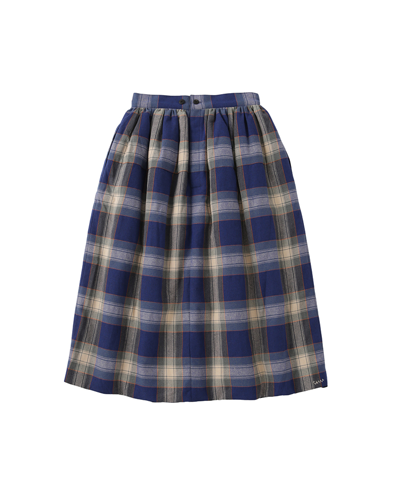 ELEVATION CHECK DOWN SKIRT W BLUE 00
