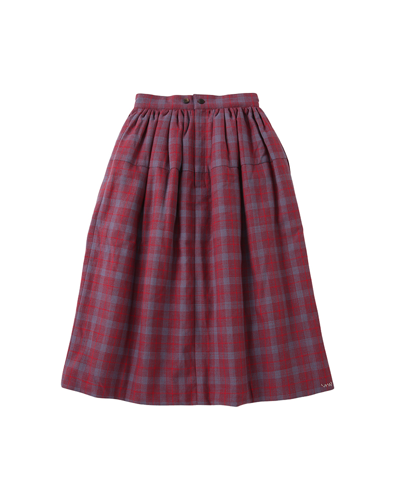 ELEVATION CHECK DOWN SKIRT W RED 00