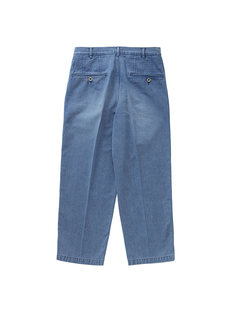 PLEATED WIDE CHINO W LT.INDIGO 00
