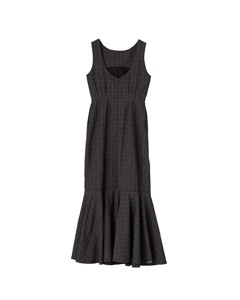 ATHENA DRESS SANTOME CHECK W BLACK 00