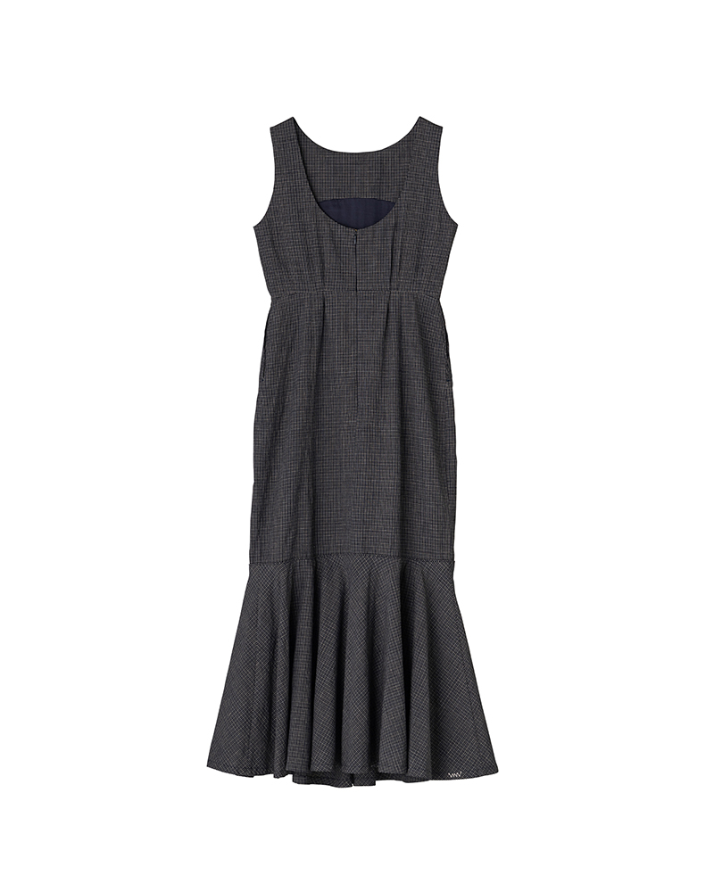 ATHENA DRESS SANTOME CHECK W NAVY 00