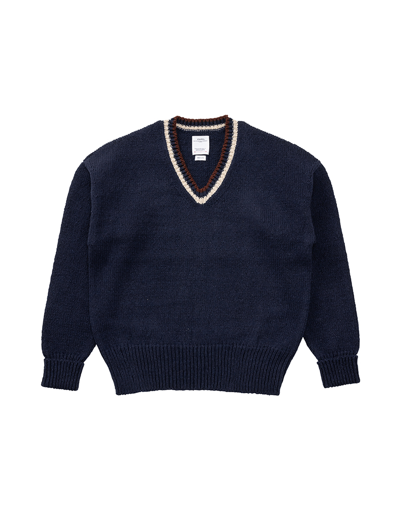 COLLEGE V-NECK KNIT NAVY 1