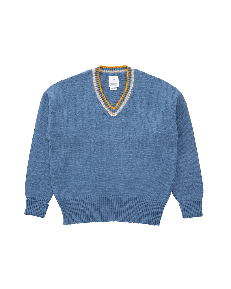 COLLEGE V-NECK KNIT LT.BLUE 1