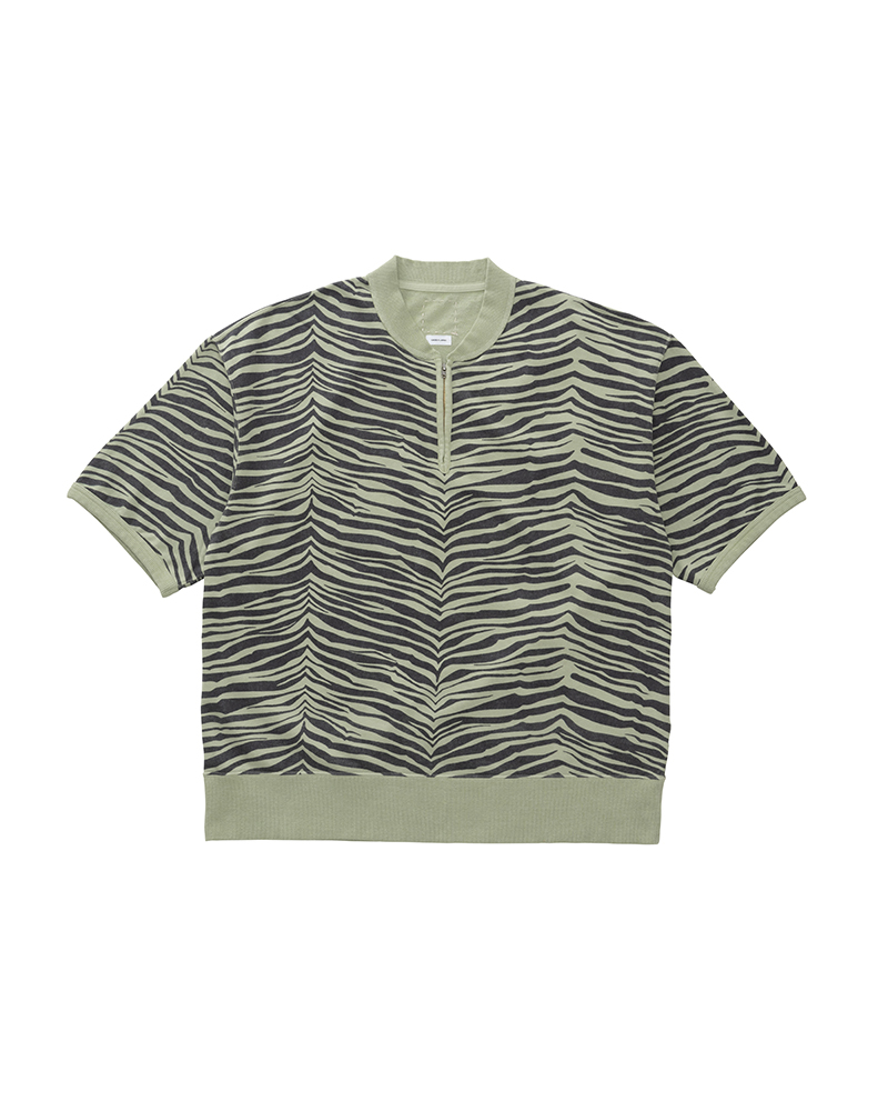 MONDO HENLEY ZIP S/S QUAGGA LT.GREEN 1