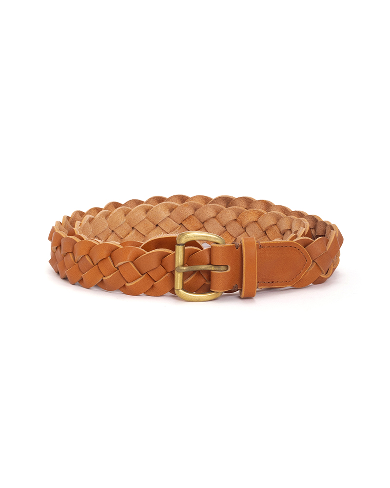 BRAIDED BELT 30MM LT.BROWN W30