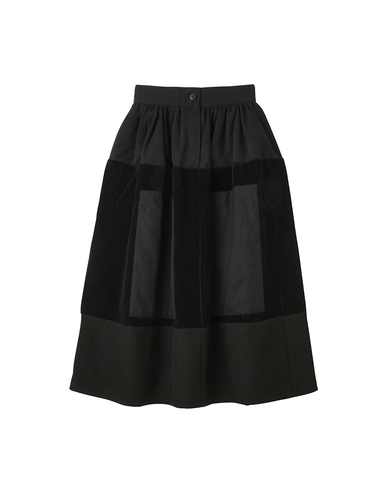 ELEVATION SKIRT P.W. WOOL CORDS W BLACK 00