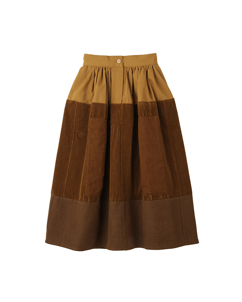ELEVATION SKIRT P.W. WOOL CORDS W LT.BROWN 00