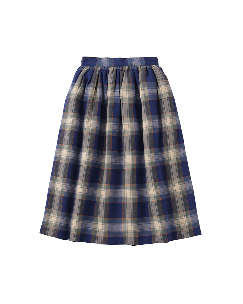 ELEVATION CHECK DOWN SKIRT W BLUE 00