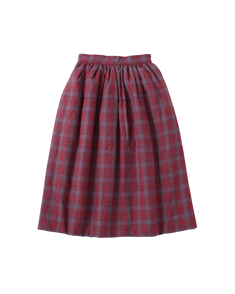 ELEVATION CHECK DOWN SKIRT W RED 00