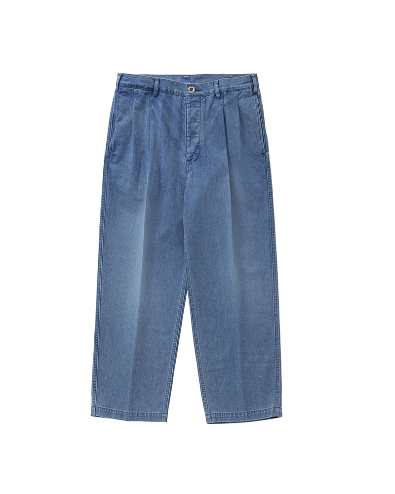PLEATED WIDE CHINO W LT.INDIGO 00