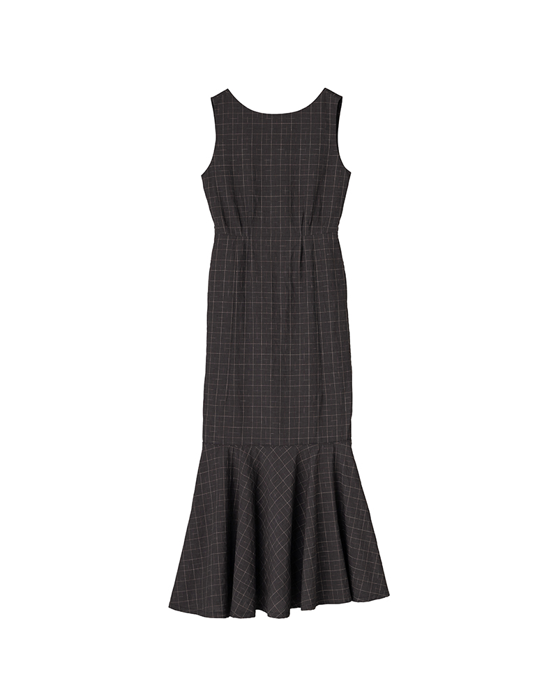 ATHENA DRESS SANTOME CHECK W BLACK 00