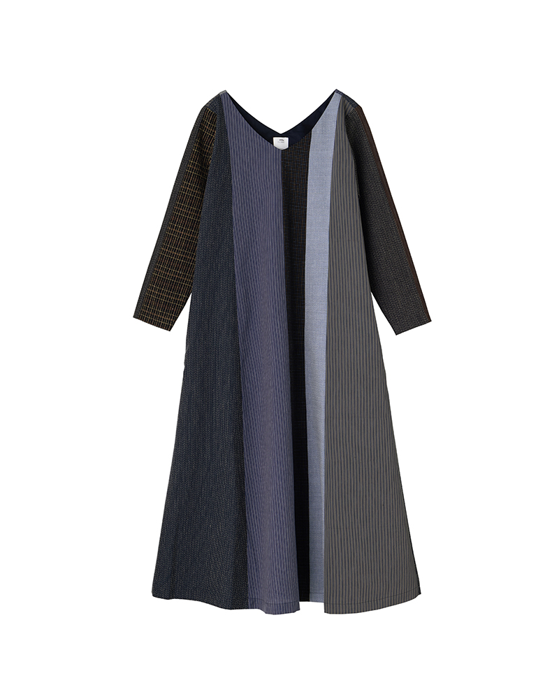 V-NECK LONG DRESS SANTOME P.W. W NAVY 00