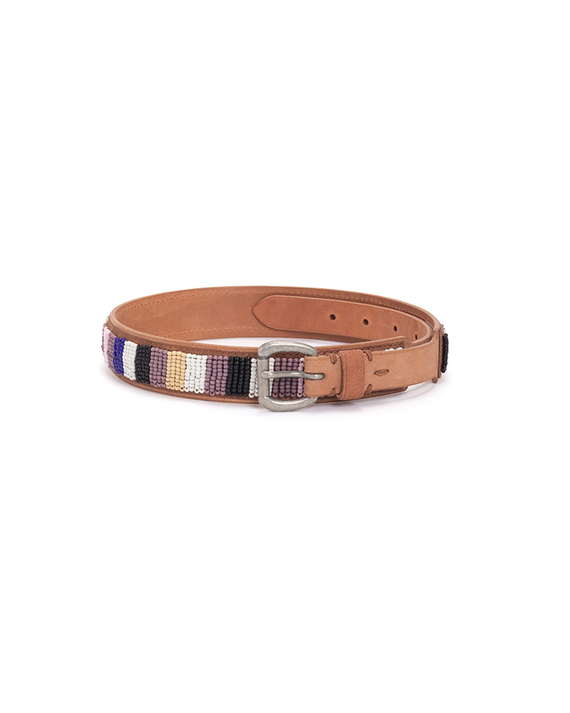 BEADS BELT 30MM W NATURAL -